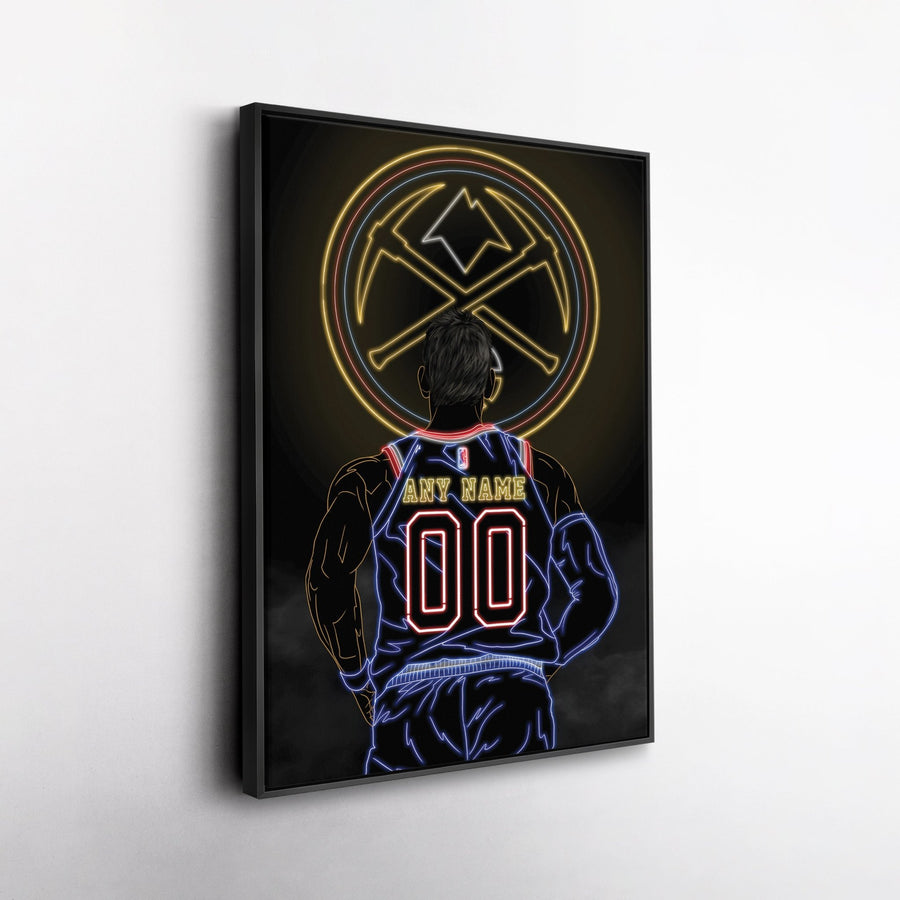 Denver Nuggets Personalized Jersey Canvas | Neon Wall Art - CanvasNeon
