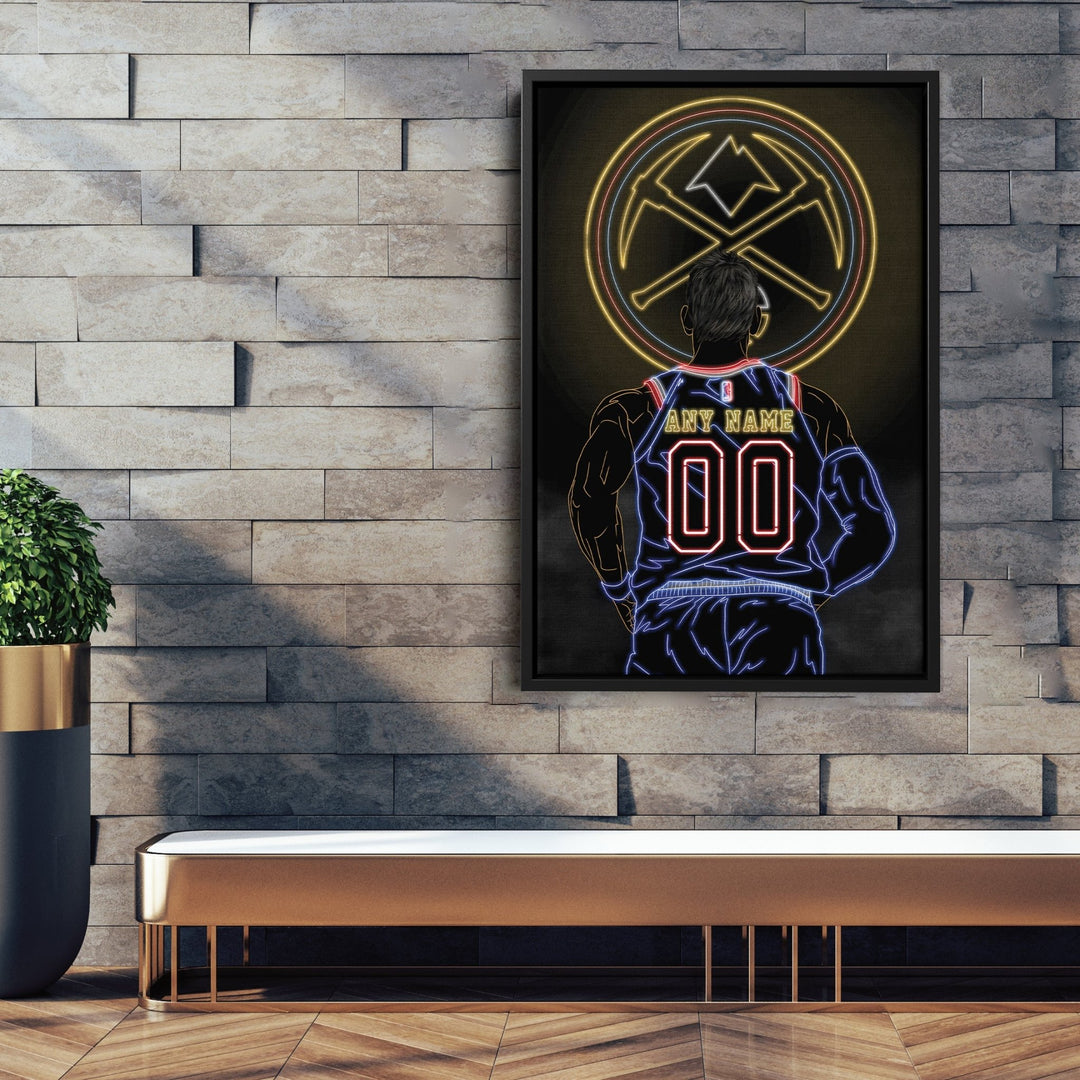 Denver Nuggets Personalized Jersey Canvas | Neon Wall Art - CanvasNeon