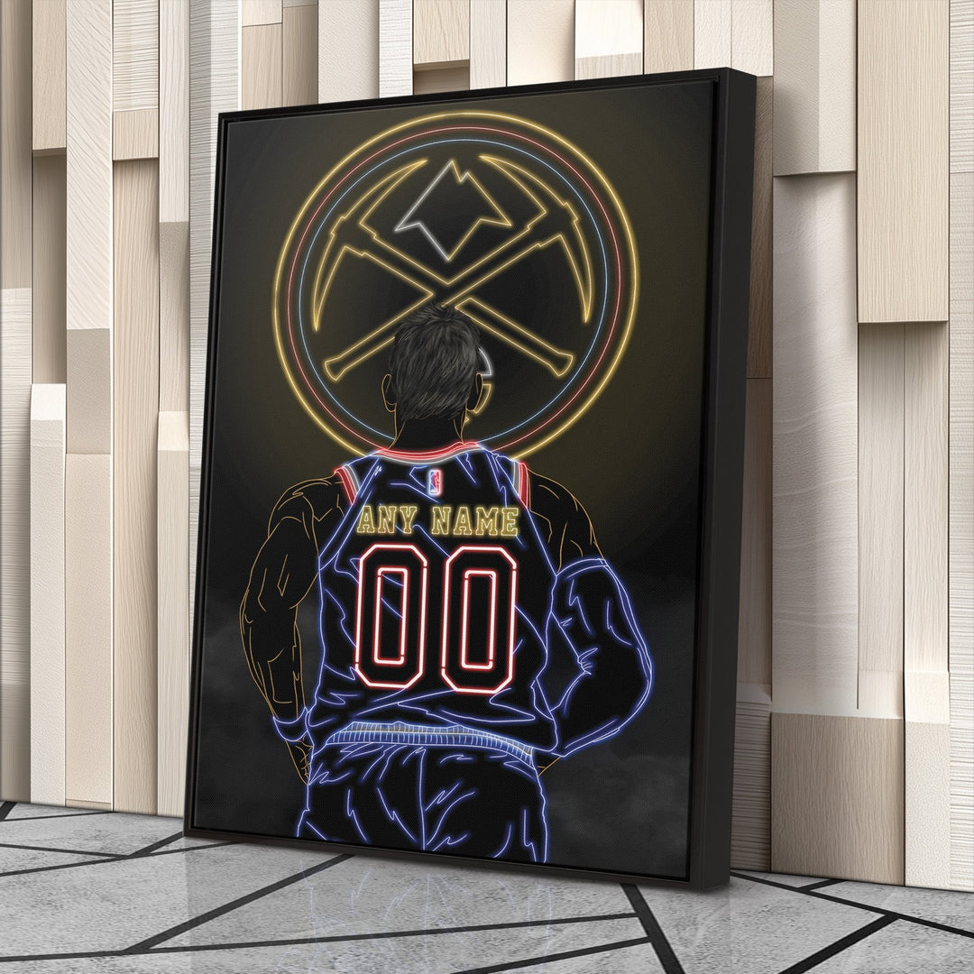 Denver Nuggets Personalized Jersey Canvas | Neon Wall Art - CanvasNeon