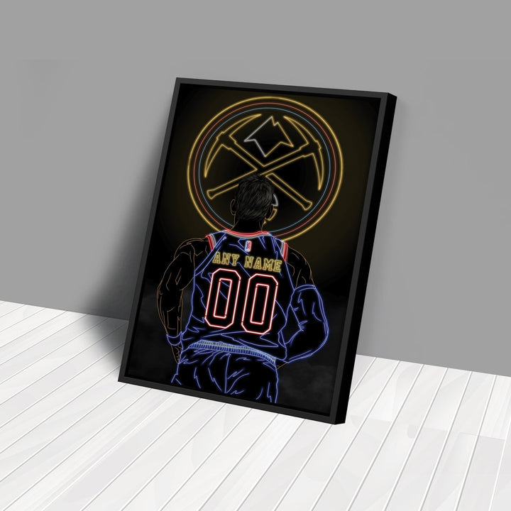 Denver Nuggets Personalized Jersey Canvas | Neon Wall Art - CanvasNeon