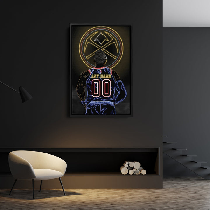 Denver Nuggets Personalized Jersey Canvas | Neon Wall Art - CanvasNeon