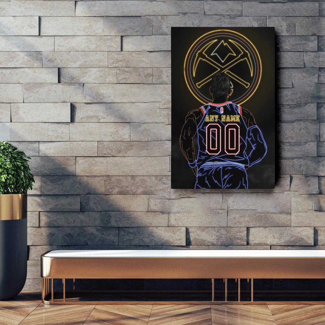 Denver Nuggets Personalized Jersey Canvas | Neon Wall Art - CanvasNeon