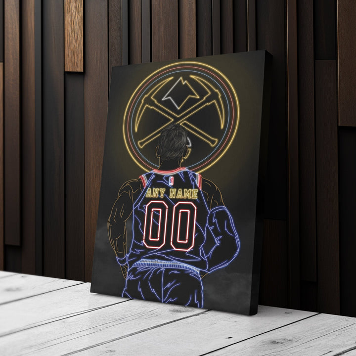 Denver Nuggets Personalized Jersey Canvas | Neon Wall Art - CanvasNeon