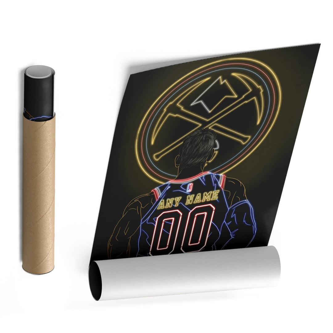 Denver Nuggets Personalized Jersey Canvas | Neon Wall Art - CanvasNeon