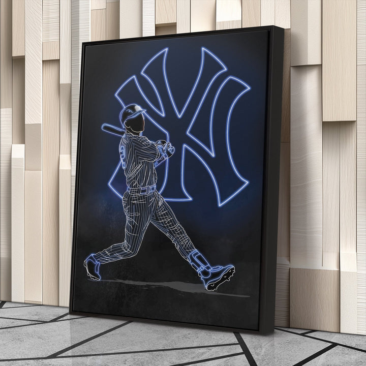 Derek Jeter Neon Canvas Art | Yankees Wall Decor - CanvasNeon
