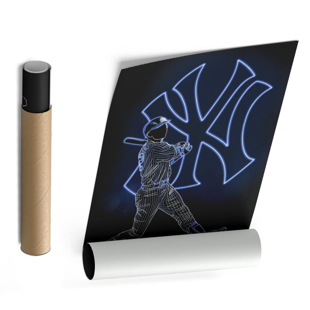 Derek Jeter Neon Canvas Art | Yankees Wall Decor - CanvasNeon