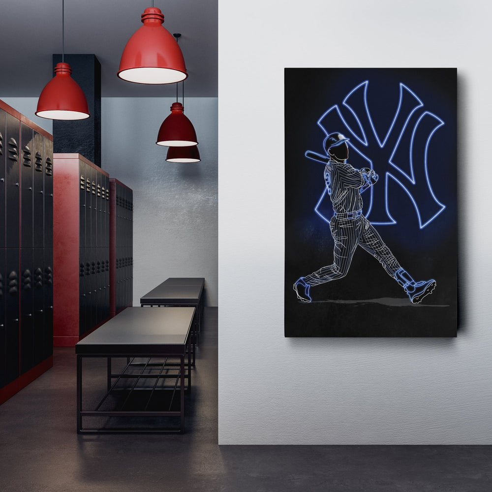 Derek Jeter Neon Canvas Art | Yankees Wall Decor - CanvasNeon