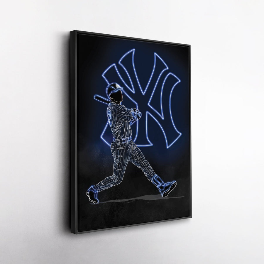 Derek Jeter Neon Canvas Art | Yankees Wall Decor - CanvasNeon