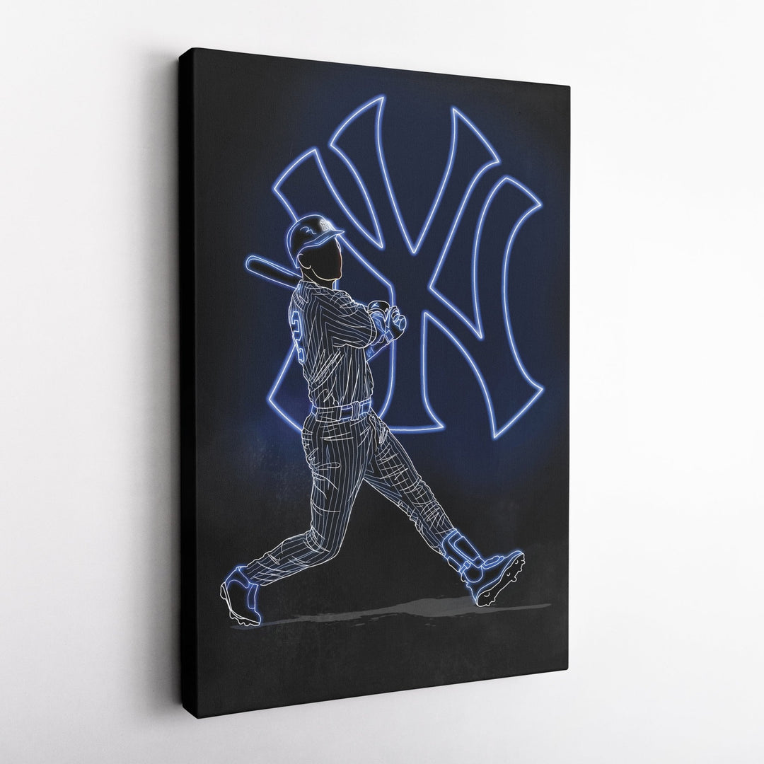 Derek Jeter Neon Canvas Art | Yankees Wall Decor - CanvasNeon