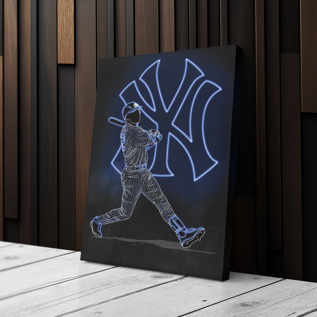 Derek Jeter Neon Canvas Art | Yankees Wall Decor - CanvasNeon