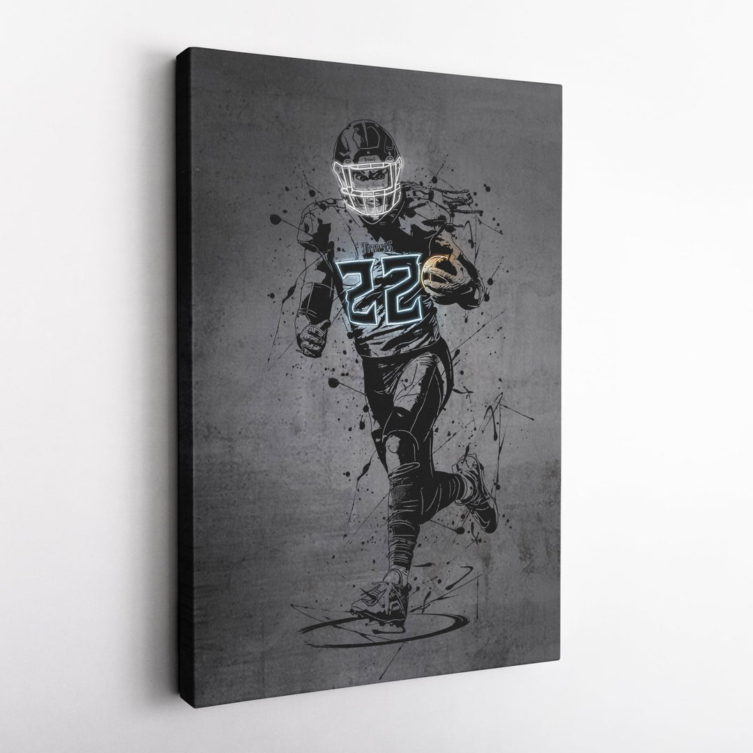 Derrick Henry Neon Canvas Art | Modern Wall Decor for Titans Fans - CanvasNeon