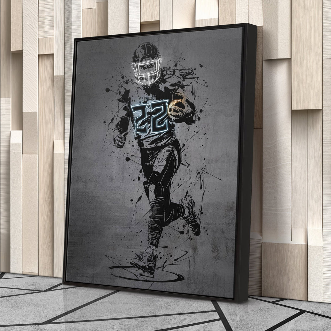 Derrick Henry Neon Canvas Art | Modern Wall Decor for Titans Fans - CanvasNeon