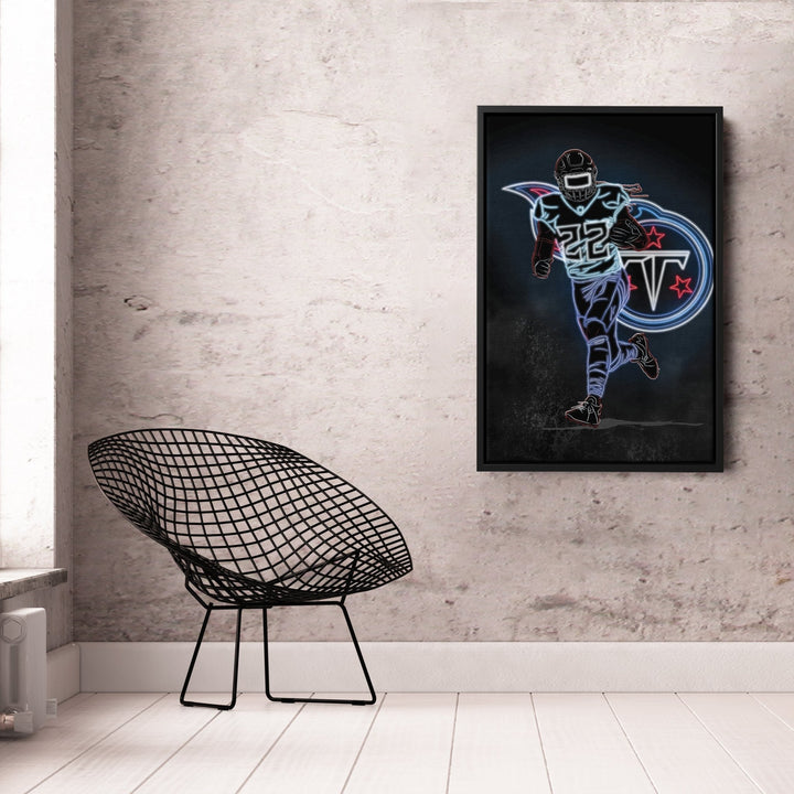 Derrick Henry Neon Canvas Art | Titans Wall Decor - CanvasNeon