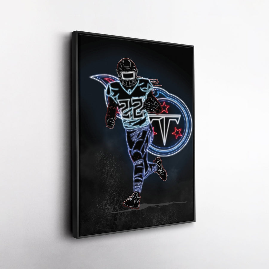 Derrick Henry Neon Canvas Art | Titans Wall Decor - CanvasNeon