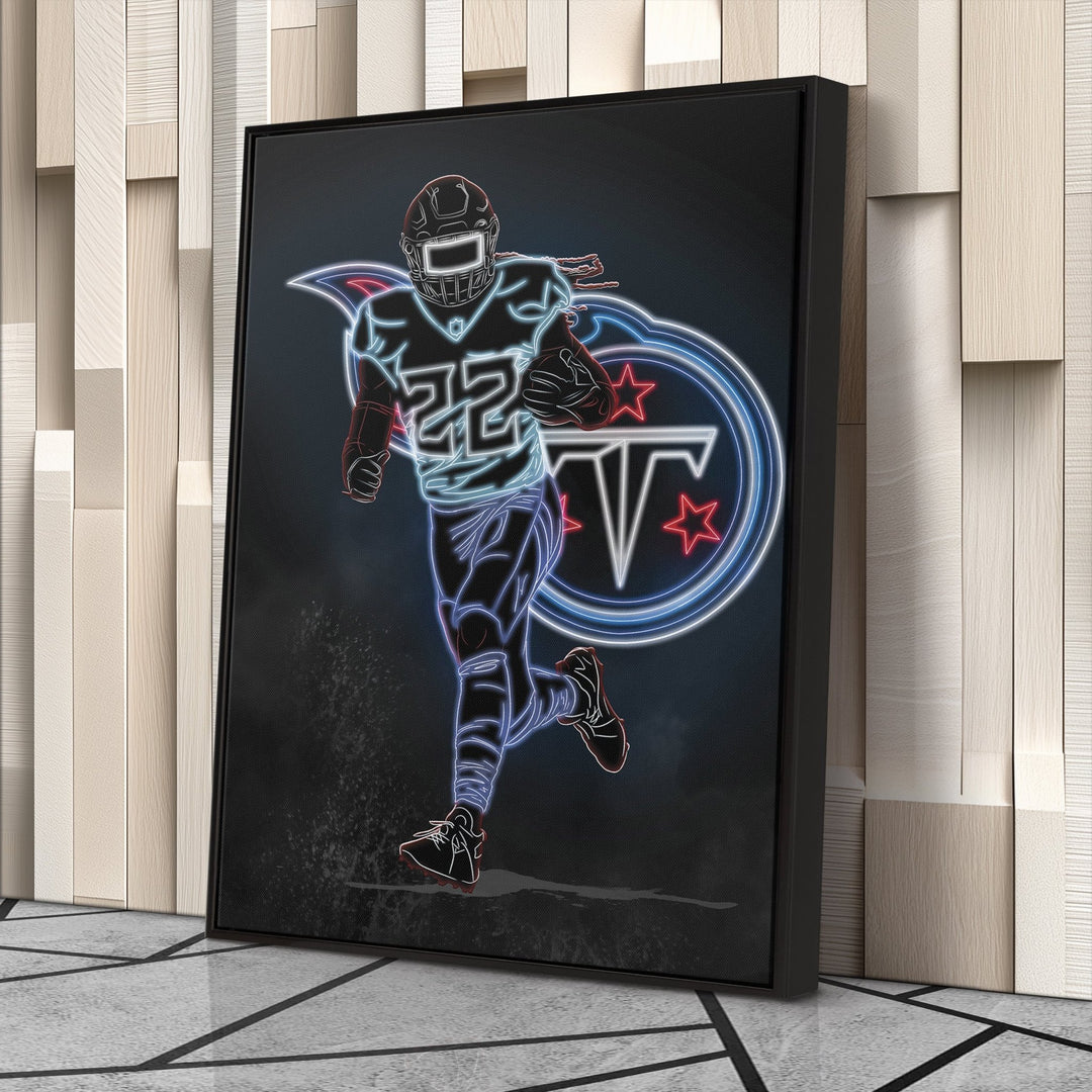Derrick Henry Neon Canvas Art | Titans Wall Decor - CanvasNeon