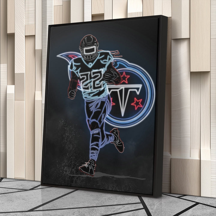 Derrick Henry Neon Canvas Art | Titans Wall Decor - CanvasNeon