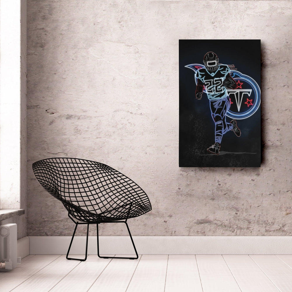 Derrick Henry Neon Canvas Art | Titans Wall Decor - CanvasNeon