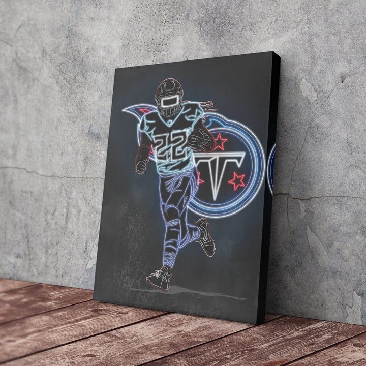 Derrick Henry Neon Canvas Art | Titans Wall Decor - CanvasNeon