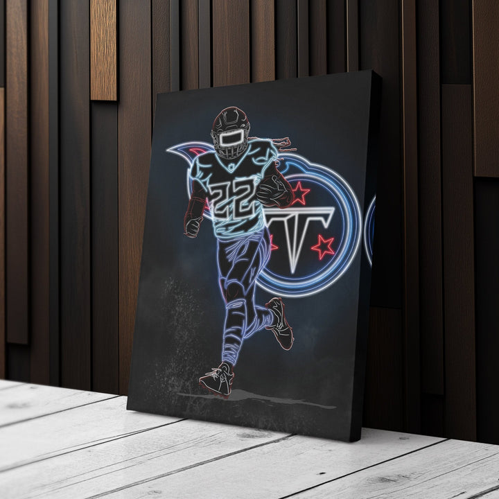 Derrick Henry Neon Canvas Art | Titans Wall Decor - CanvasNeon