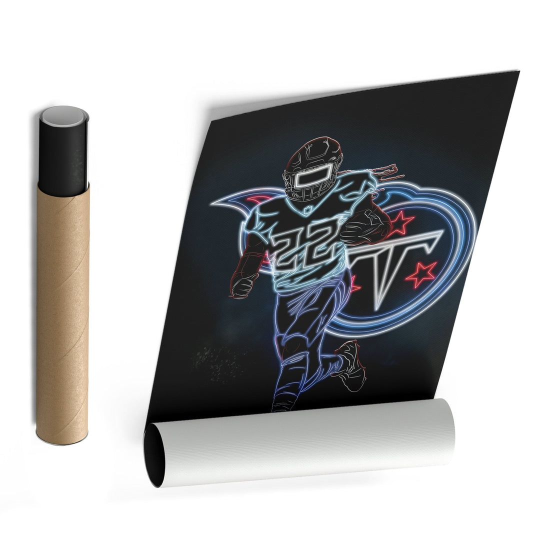 Derrick Henry Neon Canvas Art | Titans Wall Decor - CanvasNeon