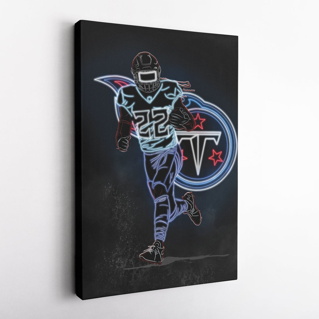Derrick Henry Neon Canvas Art | Titans Wall Decor - CanvasNeon