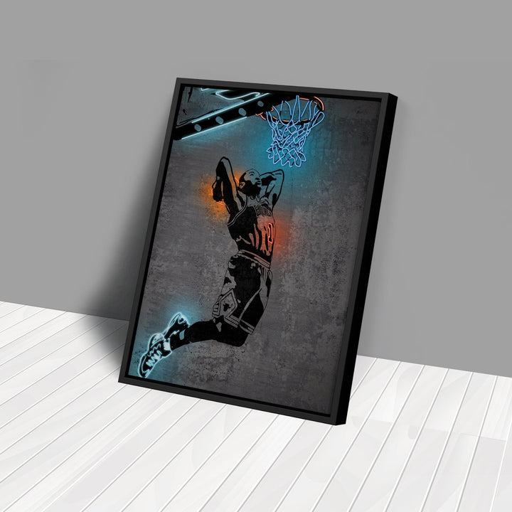 Derrick Rose Neon Canvas Art | Modern Wall Decor for Bulls Fans - CanvasNeon