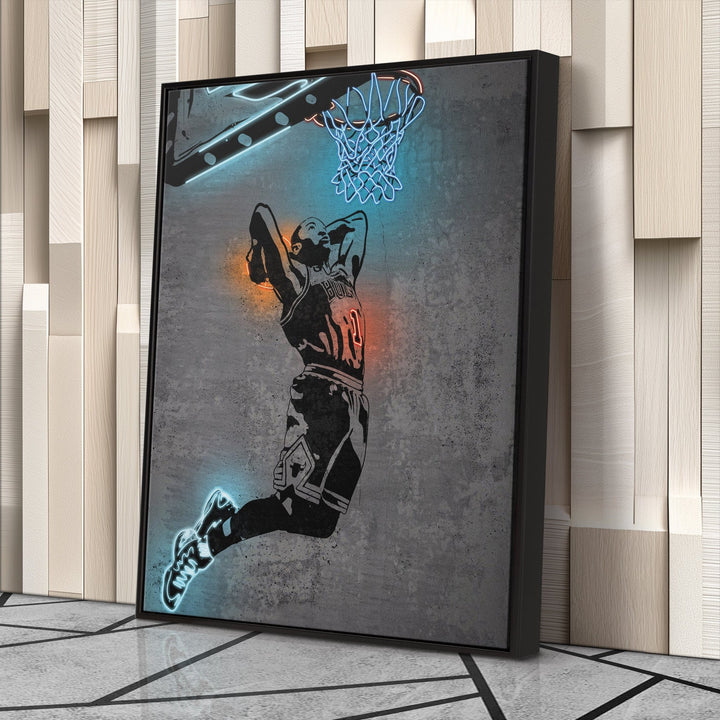Derrick Rose Neon Canvas Art | Modern Wall Decor for Bulls Fans - CanvasNeon