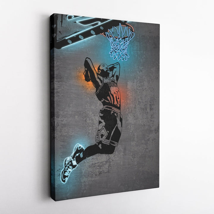 Derrick Rose Neon Canvas Art | Modern Wall Decor for Bulls Fans - CanvasNeon