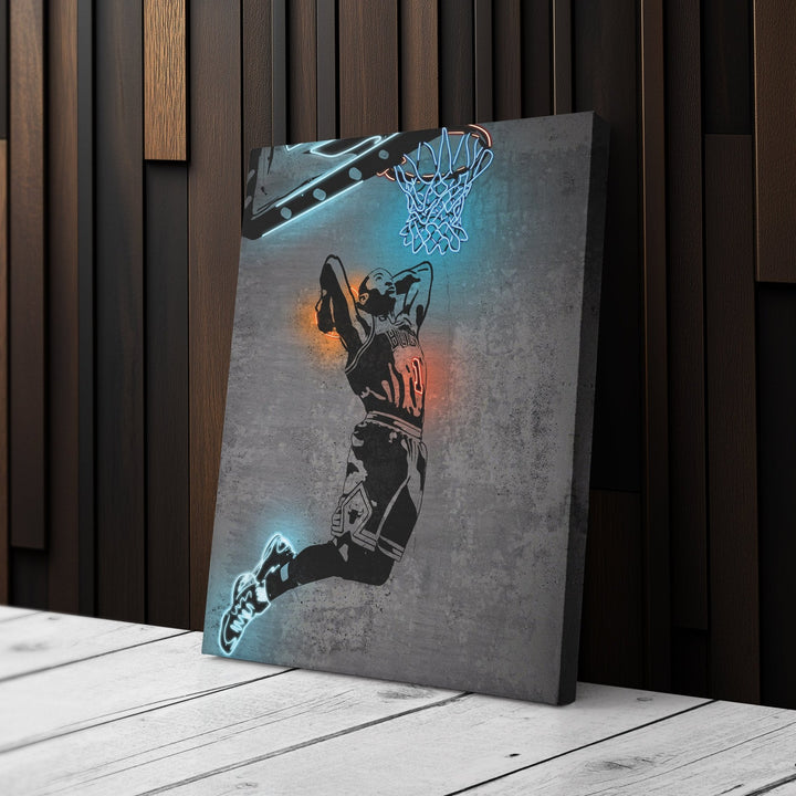 Derrick Rose Neon Canvas Art | Modern Wall Decor for Bulls Fans - CanvasNeon
