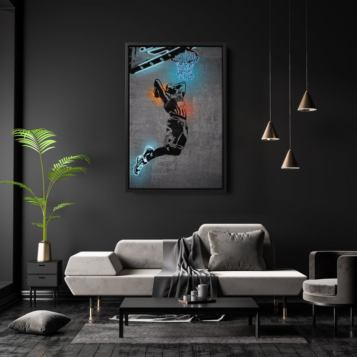 Derrick Rose Neon Canvas Art | Modern Wall Decor for Bulls Fans - CanvasNeon