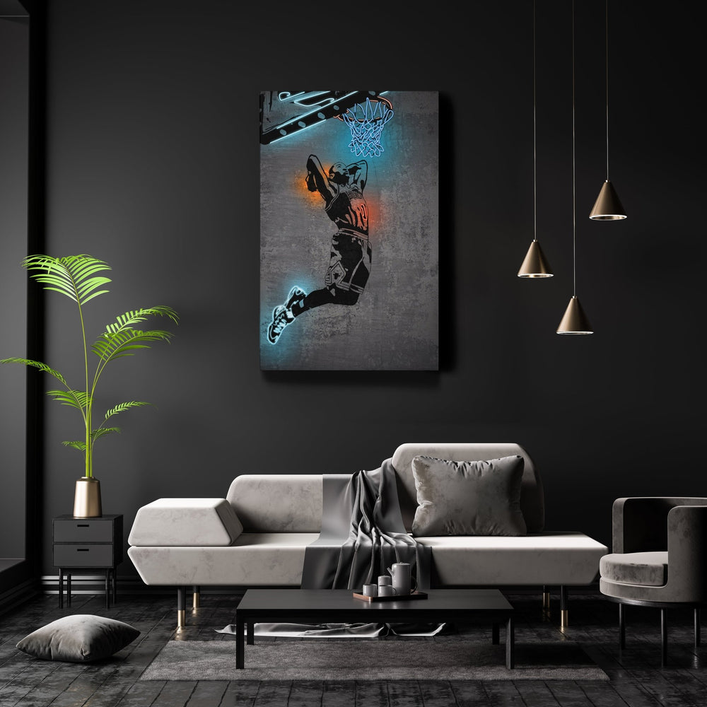 Derrick Rose Neon Canvas Art | Modern Wall Decor for Bulls Fans - CanvasNeon