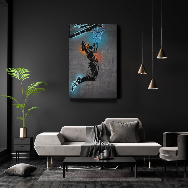 Derrick Rose Neon Canvas Art | Modern Wall Decor for Bulls Fans - CanvasNeon