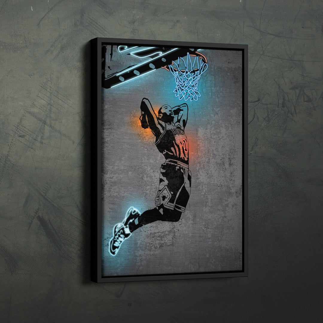 Derrick Rose Neon Canvas Art | Modern Wall Decor for Bulls Fans - CanvasNeon