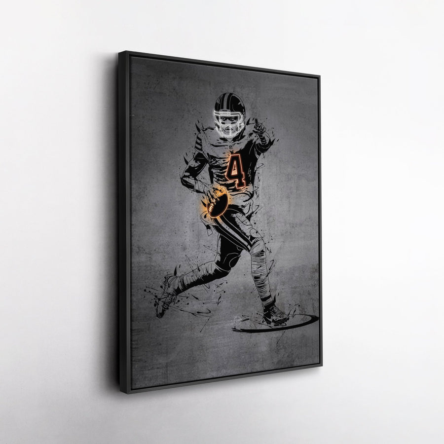 Deshaun Watson Neon Canvas Art | Modern Wall Decor for Browns Fans - CanvasNeon