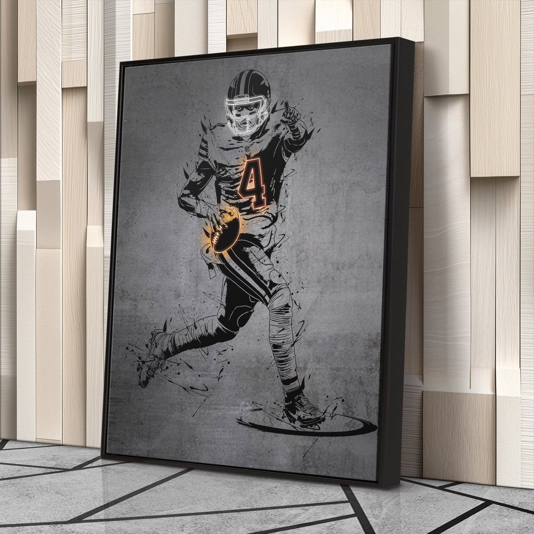 Deshaun Watson Neon Canvas Art | Modern Wall Decor for Browns Fans - CanvasNeon