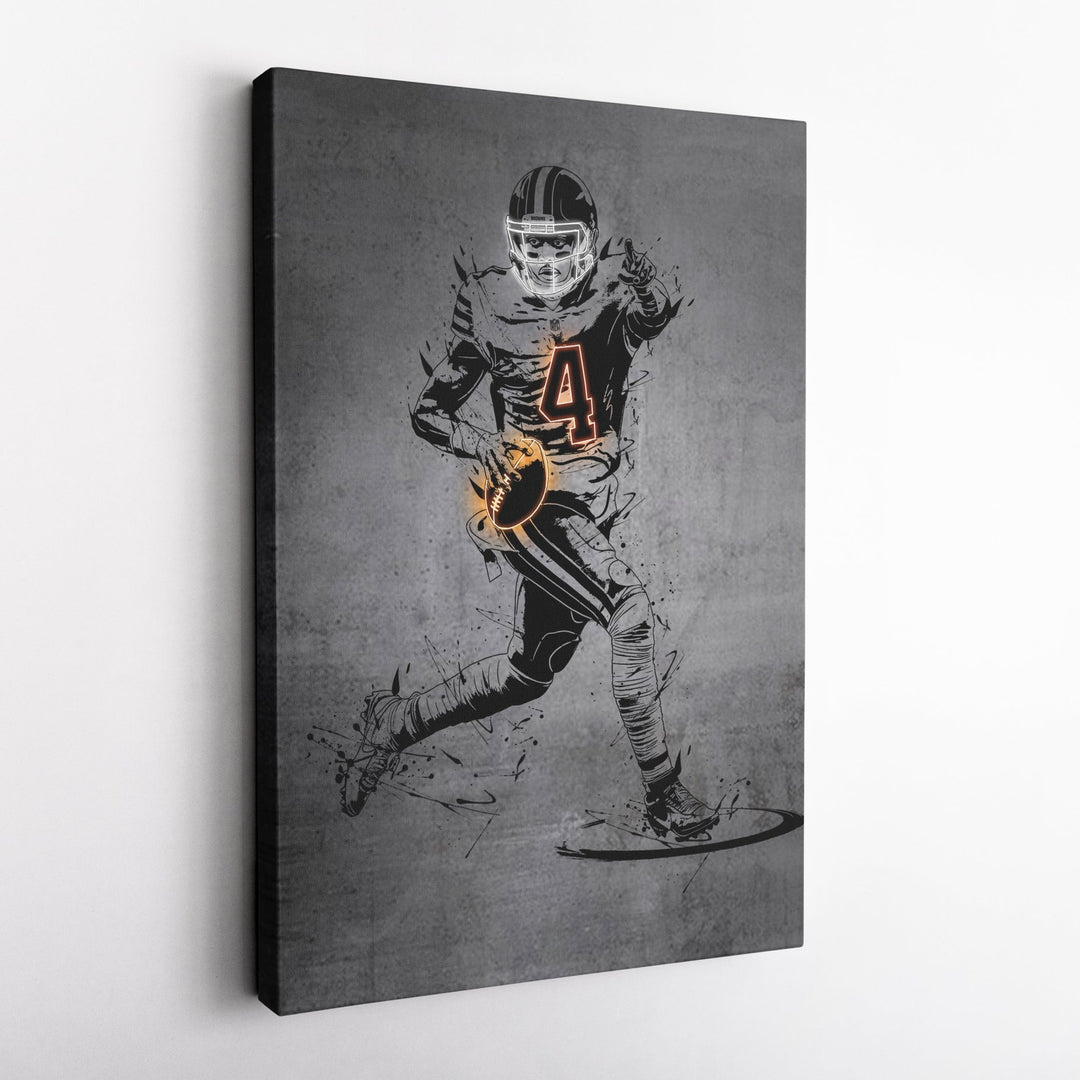 Deshaun Watson Neon Canvas Art | Modern Wall Decor for Browns Fans - CanvasNeon