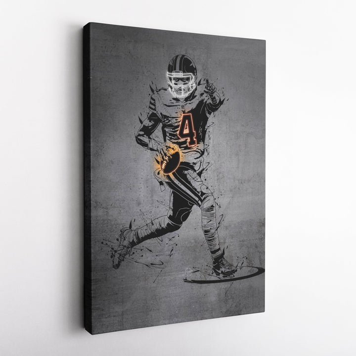 Deshaun Watson Neon Canvas Art | Modern Wall Decor for Browns Fans - CanvasNeon
