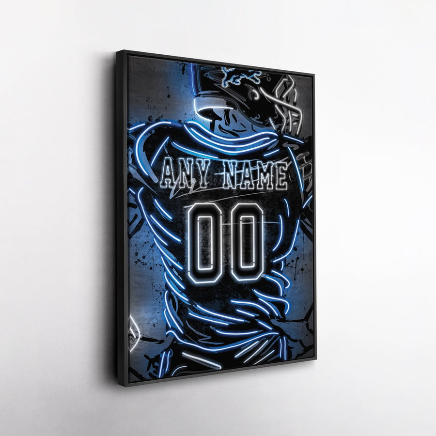 Detroit Lions Custom Jersey Canvas | Neon Wall Art - CanvasNeon