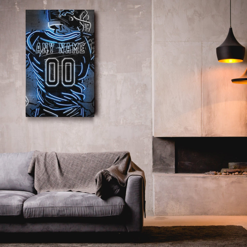 Detroit Lions Custom Jersey Canvas | Neon Wall Art - CanvasNeon
