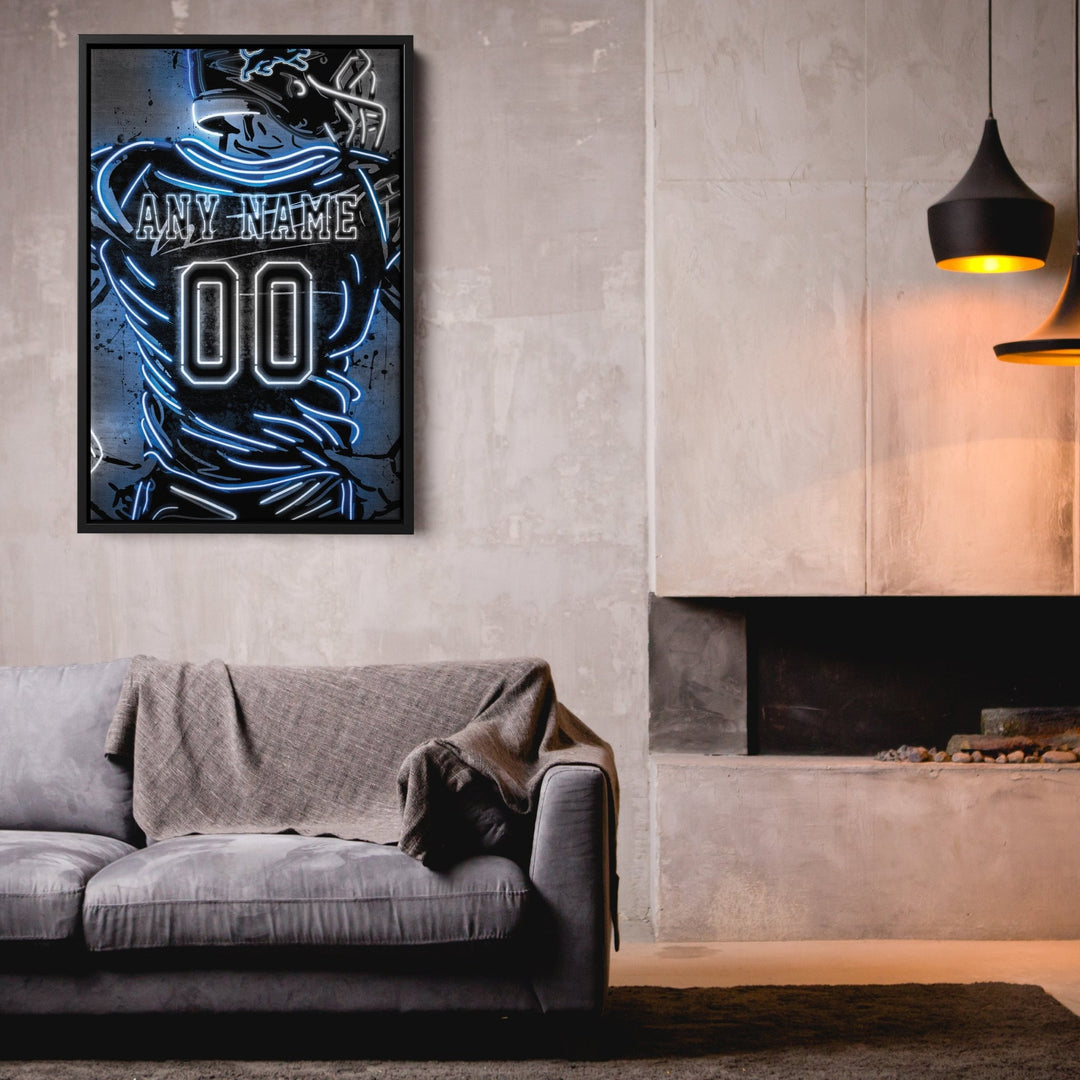 Detroit Lions Custom Jersey Canvas | Neon Wall Art - CanvasNeon