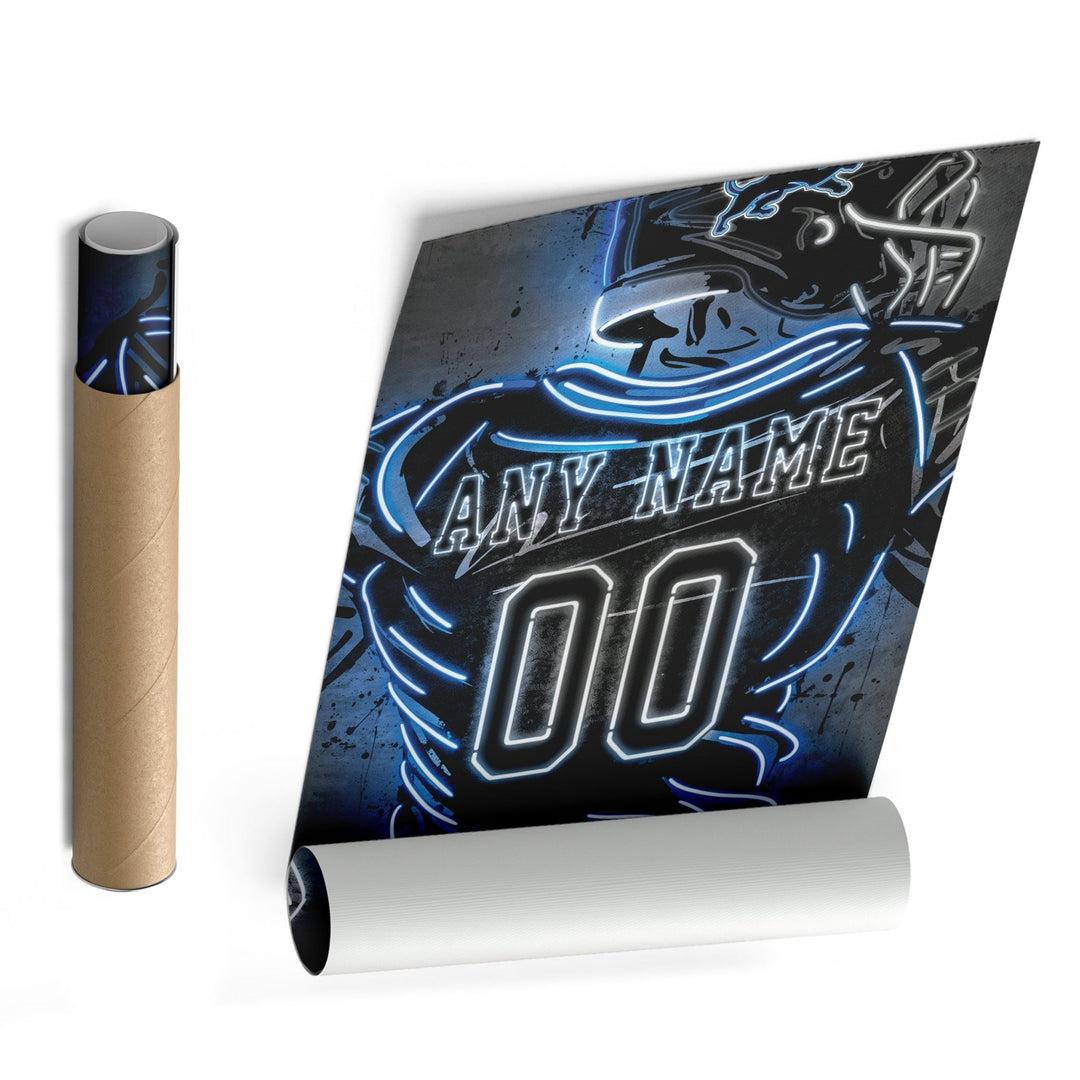 Detroit Lions Custom Jersey Canvas | Neon Wall Art - CanvasNeon