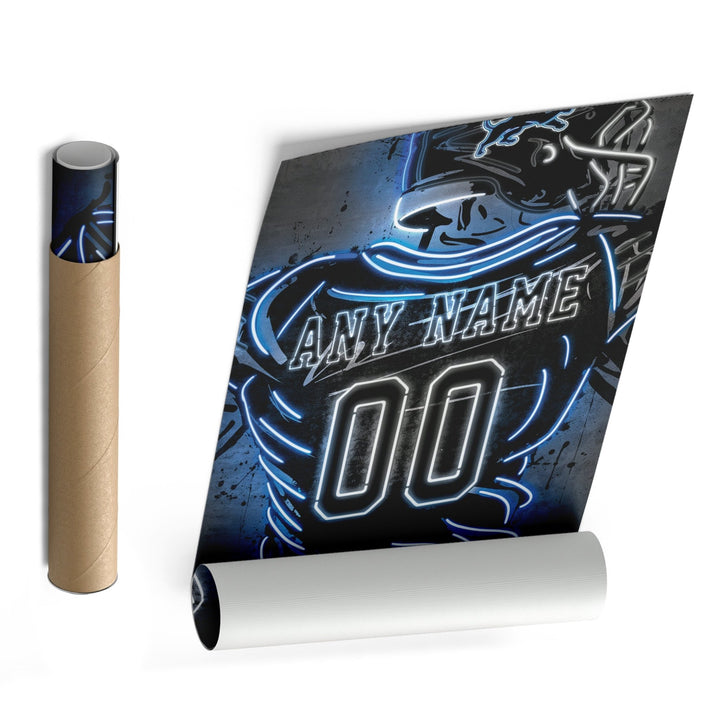 Detroit Lions Custom Jersey Canvas | Neon Wall Art - CanvasNeon