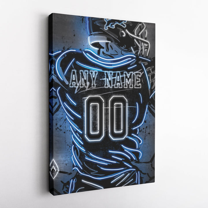 Detroit Lions Custom Jersey Canvas | Neon Wall Art - CanvasNeon