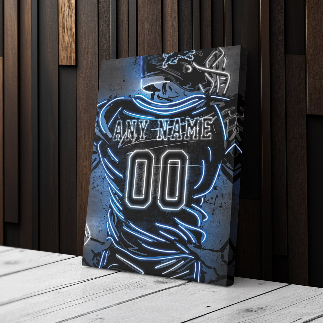 Detroit Lions Custom Jersey Canvas | Neon Wall Art - CanvasNeon