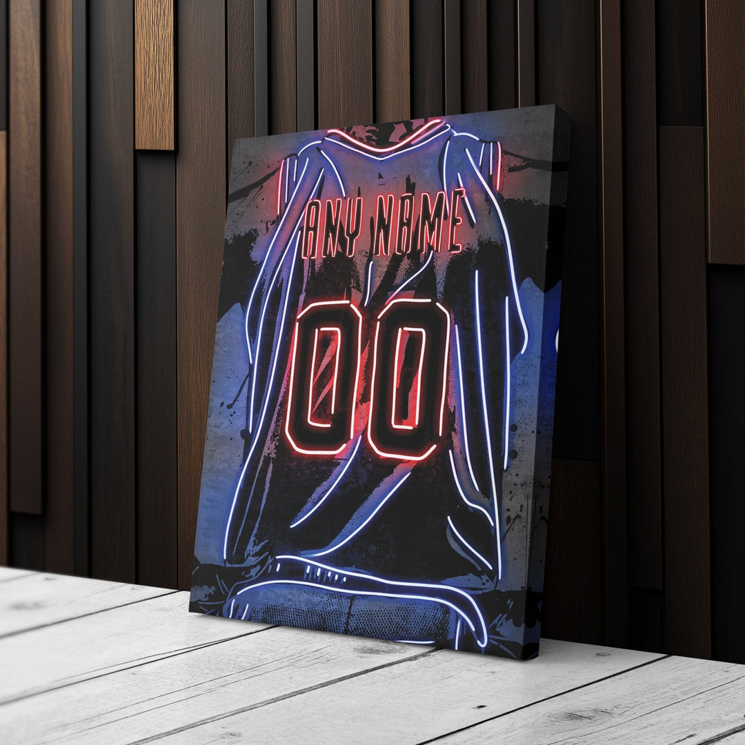 Detroit Pistons Custom Jersey Canvas | Neon Wall Art - CanvasNeon