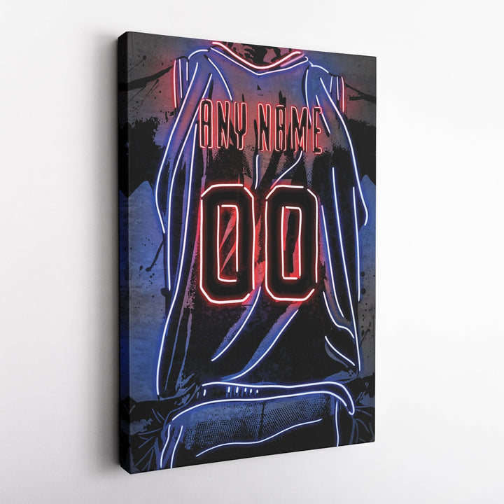 Detroit Pistons Custom Jersey Canvas | Neon Wall Art - CanvasNeon