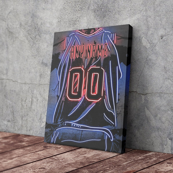 Detroit Pistons Custom Jersey Canvas | Neon Wall Art - CanvasNeon