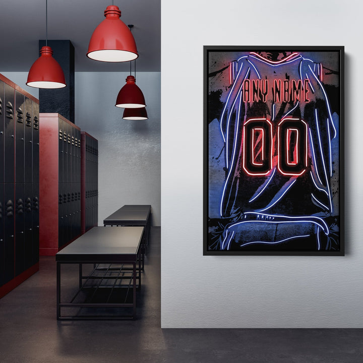 Detroit Pistons Custom Jersey Canvas | Neon Wall Art - CanvasNeon