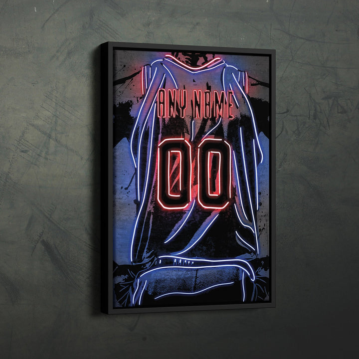 Detroit Pistons Custom Jersey Canvas | Neon Wall Art - CanvasNeon