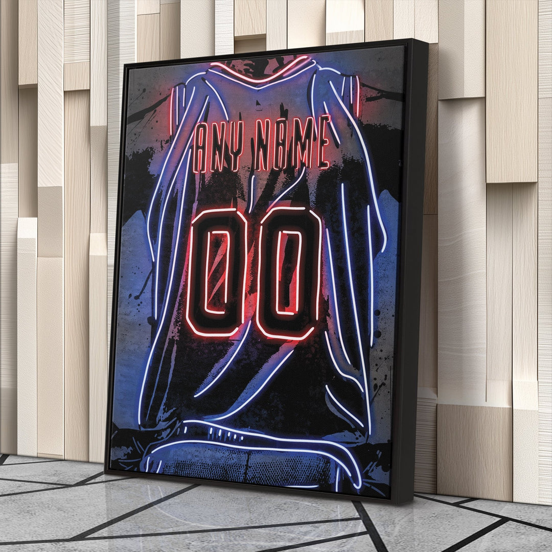 Detroit Pistons Custom Jersey Canvas | Neon Wall Art - CanvasNeon